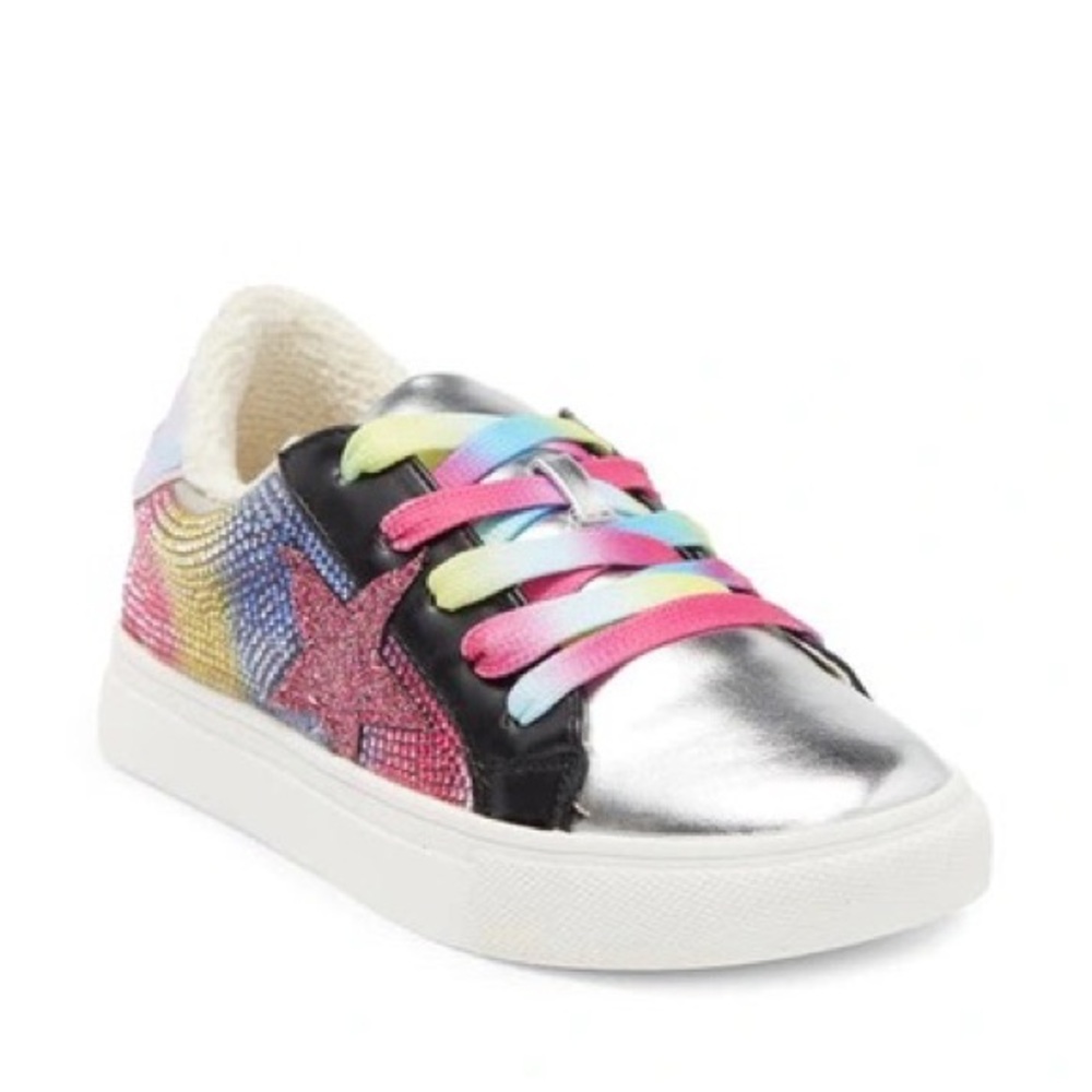 Steve Madden Girls Jrezume Sneaker In Ombre Multi Silver Metallic Size 3